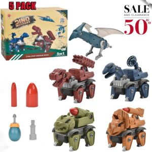 5 Pack Dinosaur Take Apart Toys for Kids Age 3+, STEM Construction Building Set