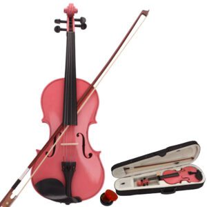1/2 Size Kids Acoustic Violin Set with Case, Bow, Rosin - Pink