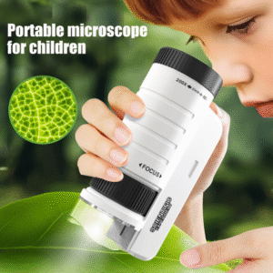 Children's Handheld Microscope with LED Light - Portable Science Toy for Kids (Black)