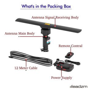 Leadzm Outdoor Dual-Band VHF/UHF Antenna 40-860MHz, 20dB Gain, 350° Rotation, Black