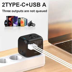 Foldable European & Universal Type C Travel Adapter for 180+ Countries