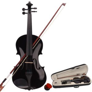 4/4 Acoustic Violin Set with Case, Bow, Rosin - Black