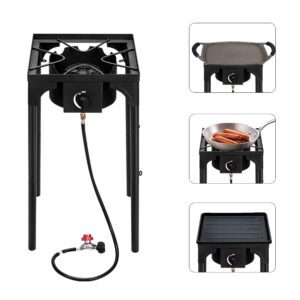 Portable Cast Iron Propane Camp Stove - 75,000 BTU Single Burner