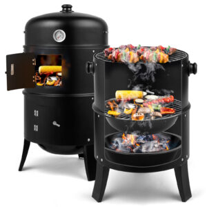 Portable Iron Smoker Grill, 80x41x48cm, Black