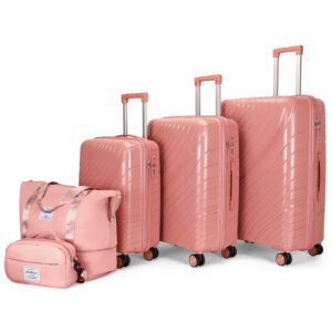 5-Piece PP Luggage Set: 20,24,28 Inch Trolley Cases & 2 Handbags