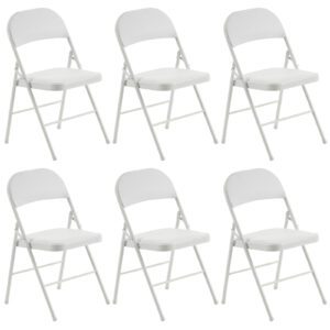 6 Pack Foldable Steel and PVC Chairs for Convention and Exhibition, White
