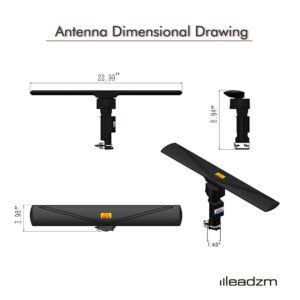 Leadzm 10000A Dual-Band Outdoor Antenna, 40-860MHz, 20±3dB Gain, 350° Rotation, Black