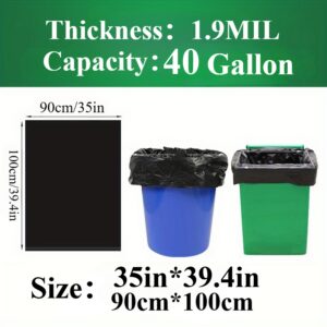 40 Gallon Heavy Duty Trash Bags - 100 Count, 1.9 MIL, Large Black (35x39.4 in)