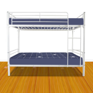 Twin Size Iron Bunk Bed with Ladder for Kids and Adults, White