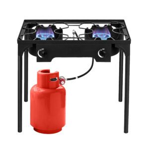 Portable 150,000 BTU Cast Iron Double Burner Outdoor Camp Stove