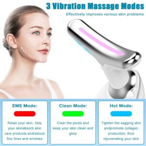 Facial Massager with 3 Color Modes, Vibration & Heat for Face and Neck - Black