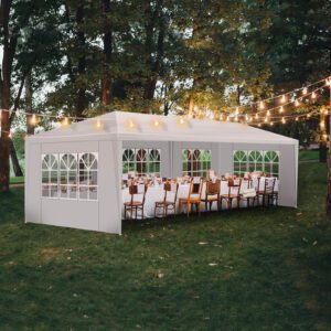 3x9m 5-Sided Iron Frame PE Cloth Spiral Pipe Party Tent