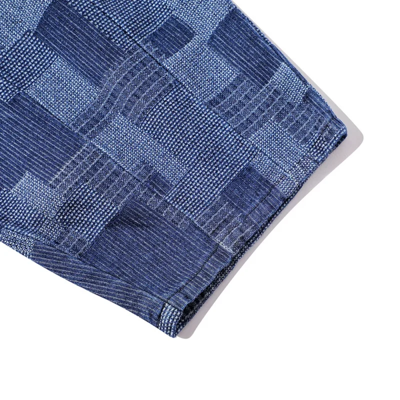 product-mar-wgcmqw3h-2 Irregular Plaid Washed Jeans Men's Street Fashion Brand Loose Straight Casual Wide-leg Pants